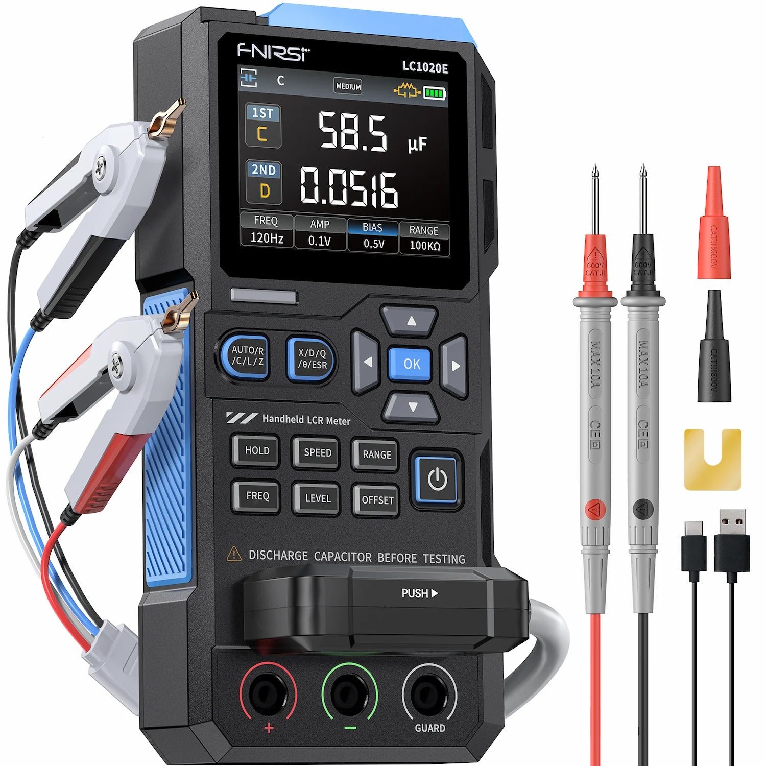 FNIRSI LC1020E — Pinza tester LCR
